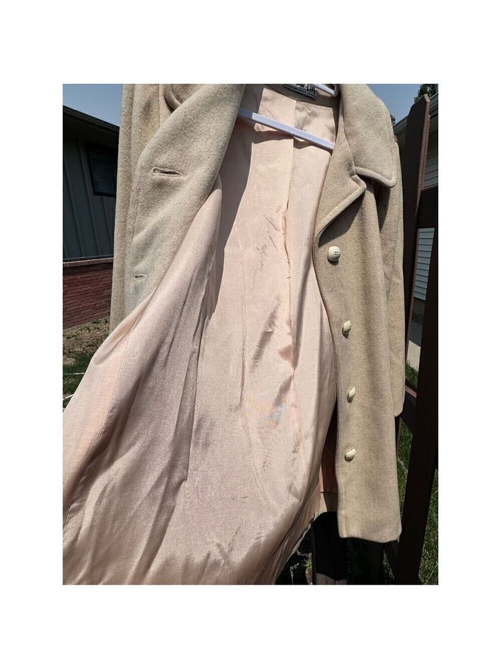 Vintage Herman Kay wool coat baby pink satin lining - Picture 10 of 13